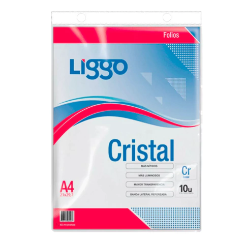 FOLIO LIGGO Px10 A4 CRISTAL 40 MICRONES