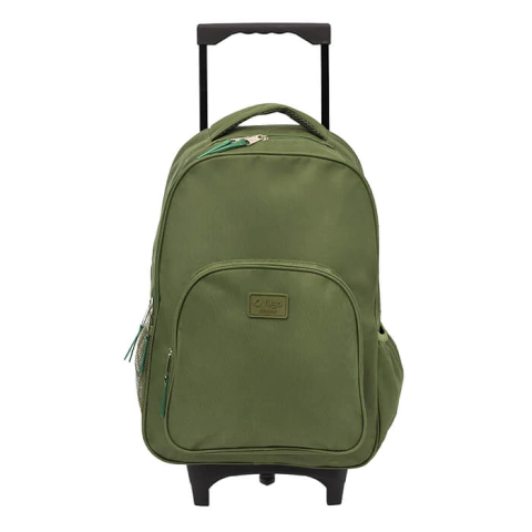 Mochila Filgo Starpak con carrito verde lisa 18’’ (Con ruedas de silicona)