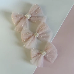 Laço Tule rosa com pérolas (unidade) - comprar online