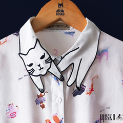 Pastel Kitten Neck White - Manga Larga en internet