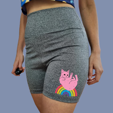 Calza Short -Grey Rainbow Cats Pink - comprar online