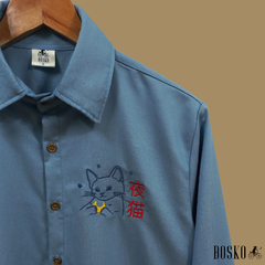 Moon Cat Denim -Manga Larga Unisex