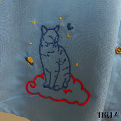 Moon Cat Denim -Manga Larga Unisex en internet