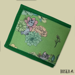 Billetera Flower Cats verde - comprar online