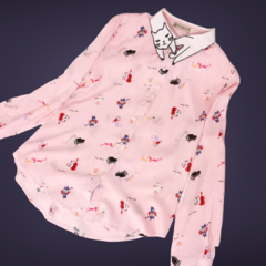 Pastel Kitten Neck Pink - Manga Larga