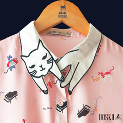 Pastel Kitten Neck Pink - Manga Larga