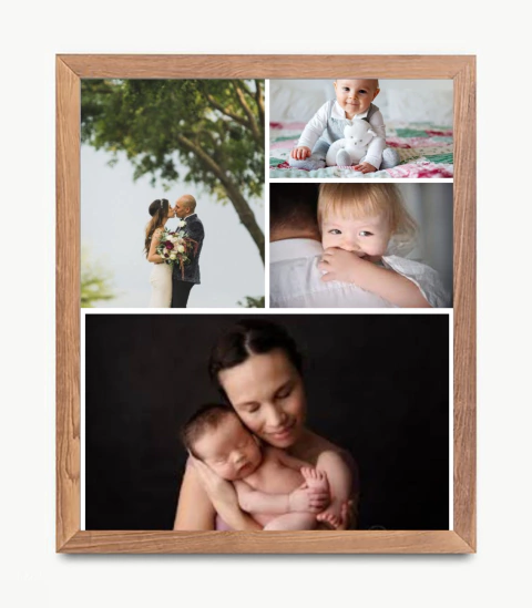 Diseño collage de 4 fotos irregular