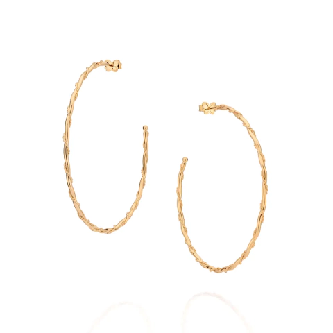 527156 Brinco Rommanel folheado a ouro argola de aro liso com fio torcido