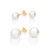 527245 Kit brincos Rommanel folheados a ouro com pérolas