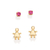 527270 Kit brincos Rommanel folheados a ouro menina e zircônia rosa