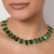 532568 Gargantilha Rommanel choker folheada a ouro elos português com cristais verdes retangulares