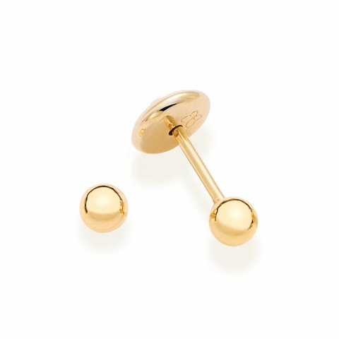 520797 Brinco Rommanel folheado a ouro bola
