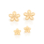 526423 Kit brincos Rommanel formado por flores folheados a ouro