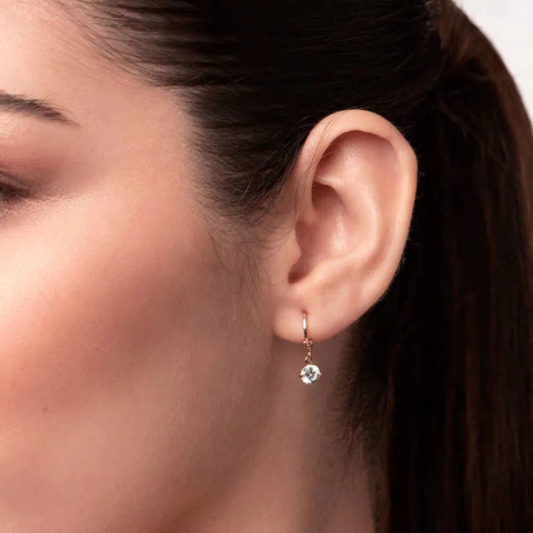 526458 Brinco Rommanel argola pequena folheado a ouro com zircônias