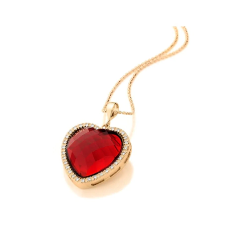 541667 Pingente Rommanel folheado a ouro coração de cristal com zircônias