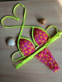 biquíni fita Emoji amarelo neon - La'mossa beach wear 