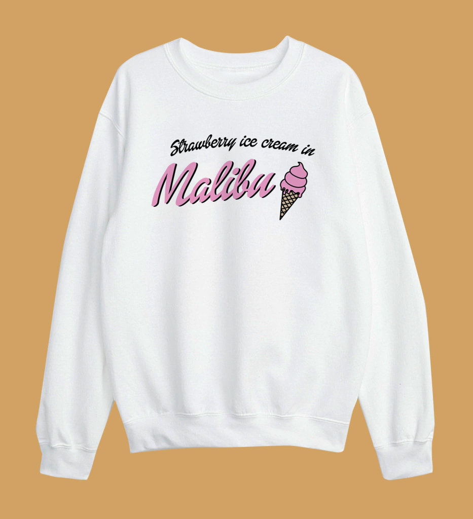 Buzo Blanco Oversize - Strawberry Ice Cream in Malibu (Olivia Rodrigo)