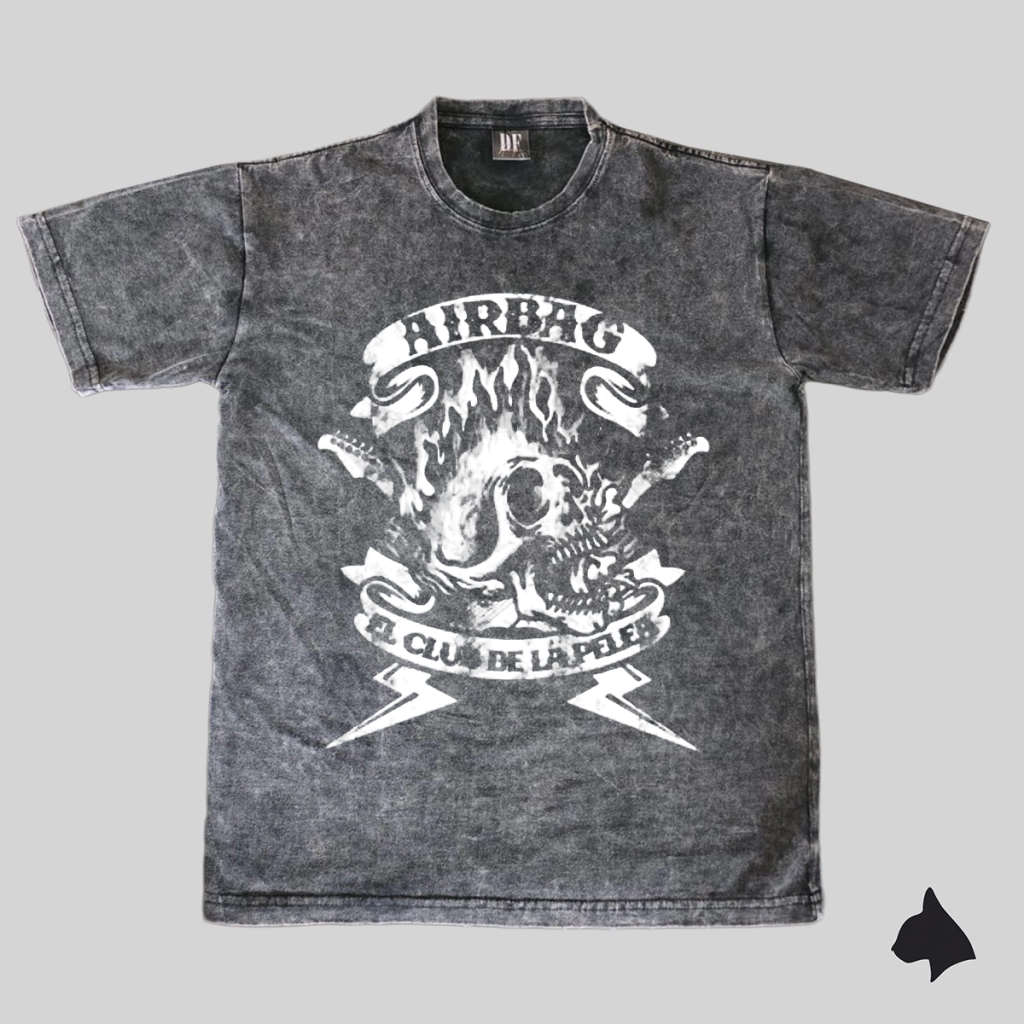 Remera de Algodon DTG - Airbag El Club de la Pelea Calaca Fuego