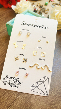 Imagem do Kit com 7 brincos - Cartelinha semanal