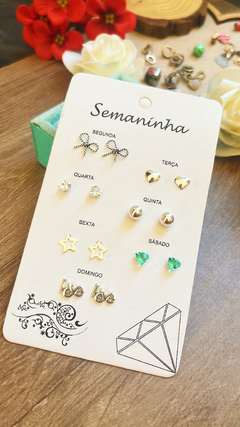 Kit com 7 brincos - Cartelinha semanal - Michele Joias | Joias em prata 925