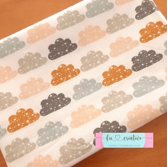 Kit de Tecido tricoline 100% algodão Nuvens Coloridas - Tecidos estampados para costura criativa, patchwork e decoração. Fio Criativo