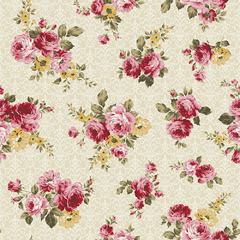 Tecido tricoline 100% algodão Floral Arabesque Creme