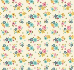 Tecido tricoline 100% algodão Flores marfim - comprar online
