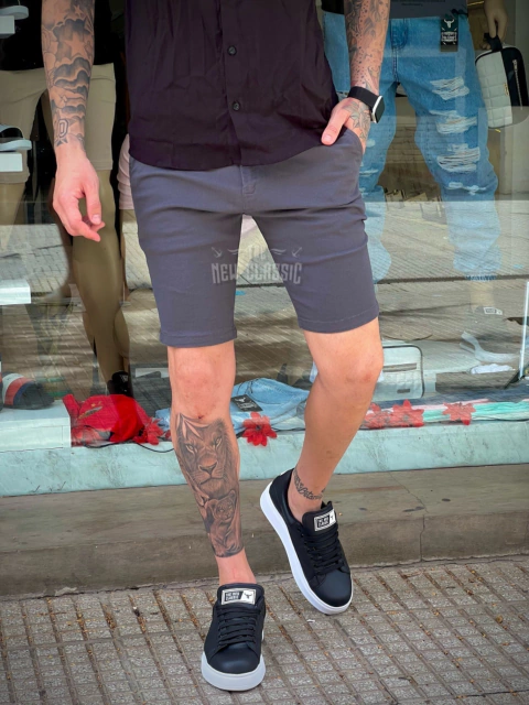 Bermuda Corte Chino Gris Topo