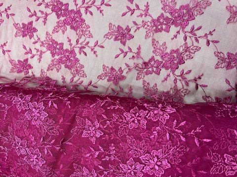 Tul bordado FUCSIA