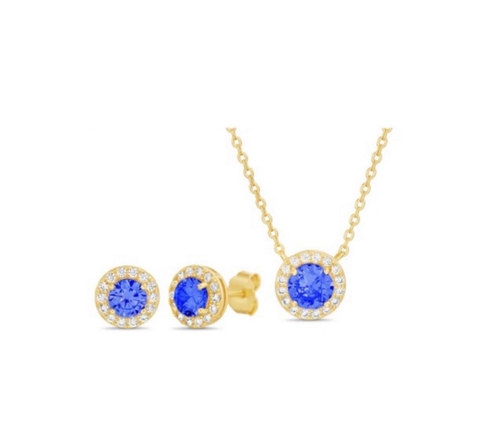 Set circon Azul Dorado