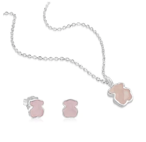 Juego Osito Cuarzo Rosa