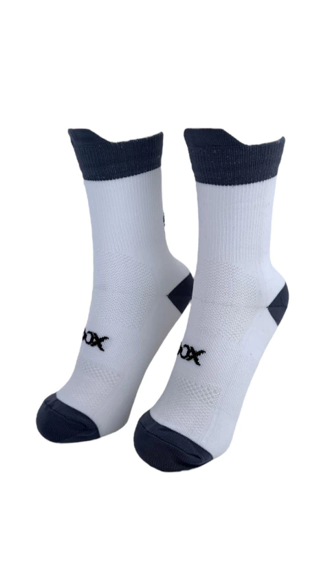 MEIA OVER ALL CANO CURTO BRANCO COM PRETO