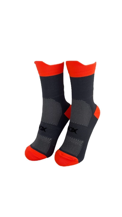 MEIA OVER ALL CANO CURTO GRAFITE COM LARANJA FLÚOR