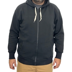 Campera Canguro De Frisa Negra