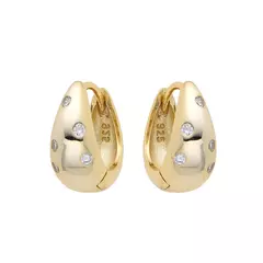 Huggies gota con cubics blancos Gold - Par