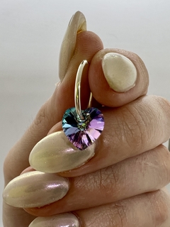 Argolla 14mm con dije cristal de Swarovski corazón - Lila en internet