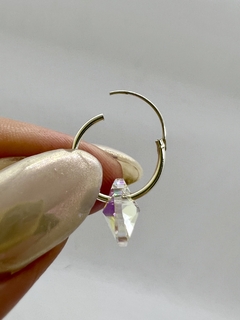 Argolla 14mm con dije cristal de Swarovski corazón - Lila - Makana Accesorios