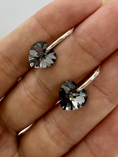 Argolla 14mm con dije corazón cristal de Swarovski - Negro - comprar online