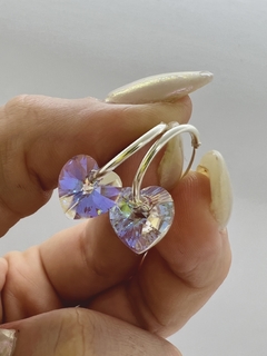 Argolla 14mm con dije corazón cristal de Swarovski - Translúcido