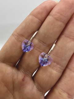 Argolla 14mm con dije corazón cristal de Swarovski - Translúcido - Makana Accesorios