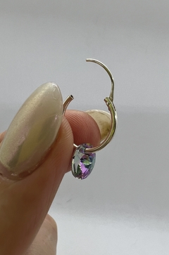 Argolla 14mm con dije redondo cristal de Swarovski - Lila - Makana Accesorios