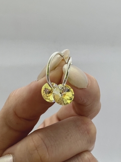 Argolla 14mm con dije redondo cristal de Swarovski - Blanco - comprar online