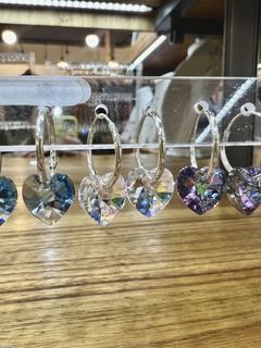 Argolla 14mm con dije corazón cristal de Swarovski - Translúcido - comprar online