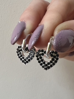 Argollas Black Heart - Makana Accesorios