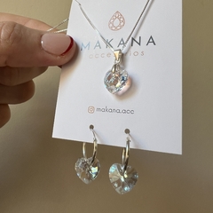 Combo Swarovski Corazón - Cadena + Aros
