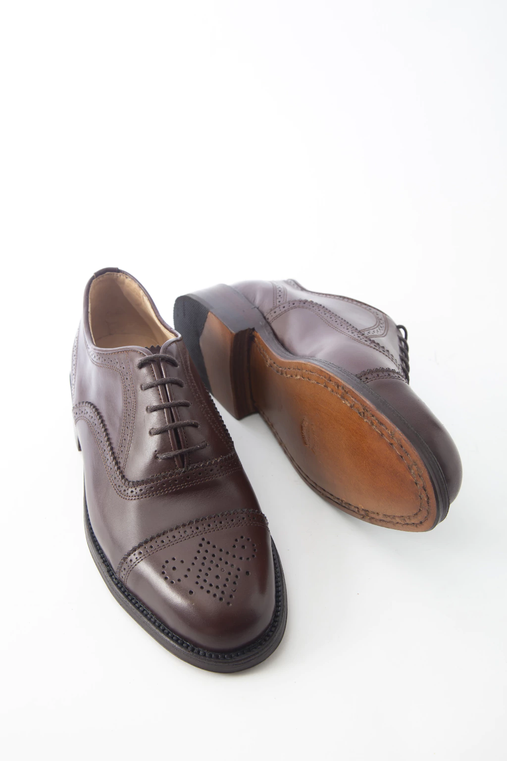 Zapato Oxford Galiano Cuero de Becerro Picado Marrón