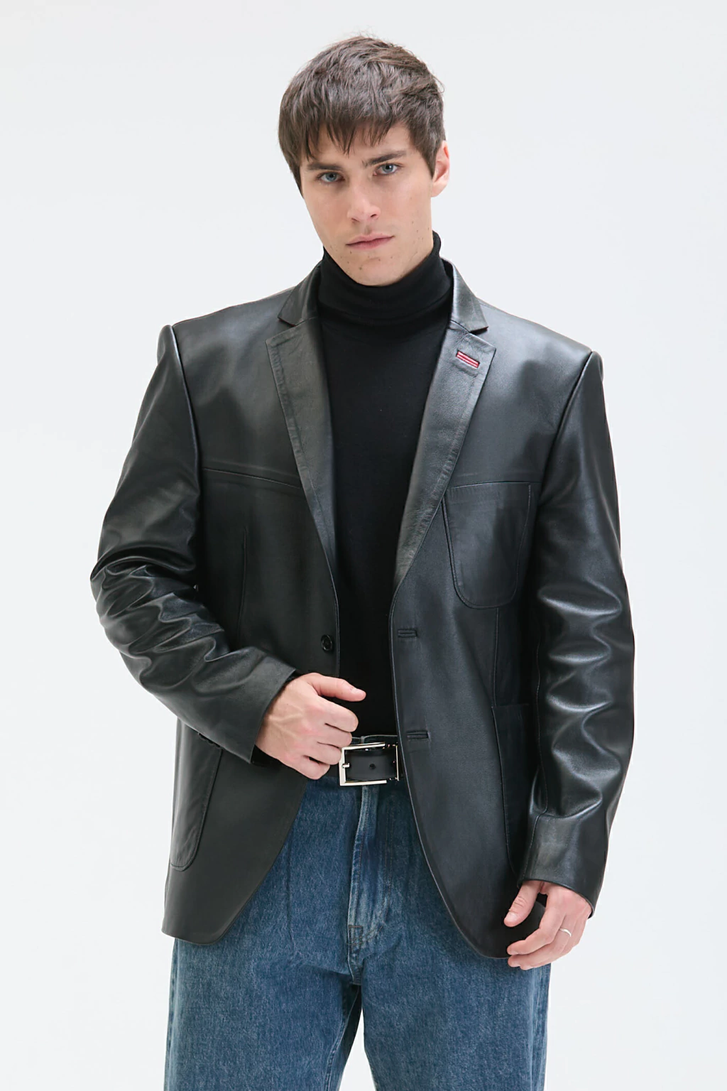 Blazer Vincenzo Cuero de Oveja Negro