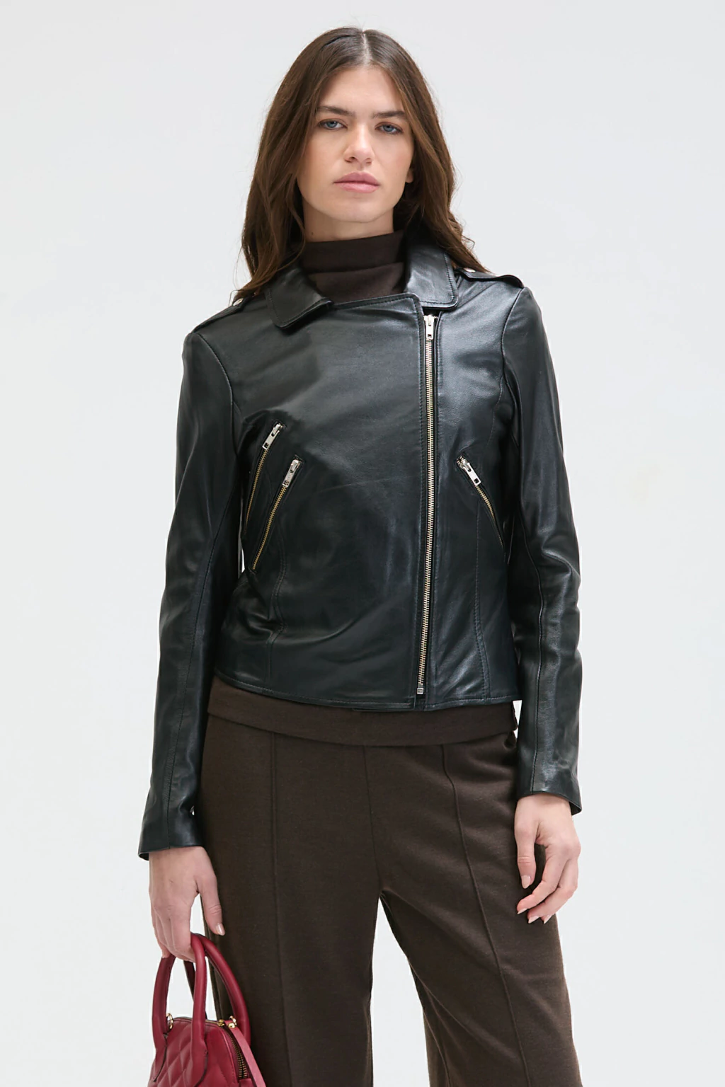 Campera Storm Motoquera Cuero de Oveja Negro