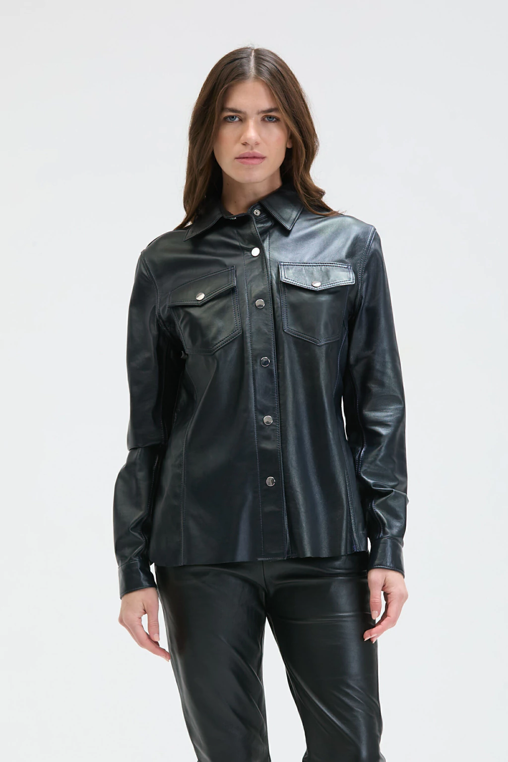 Camisa Hazel Slim fit cuero de oveja Negra