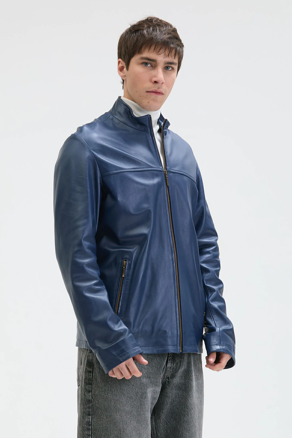 Chaqueta básica Garén cuero de Oveja Azul Marino